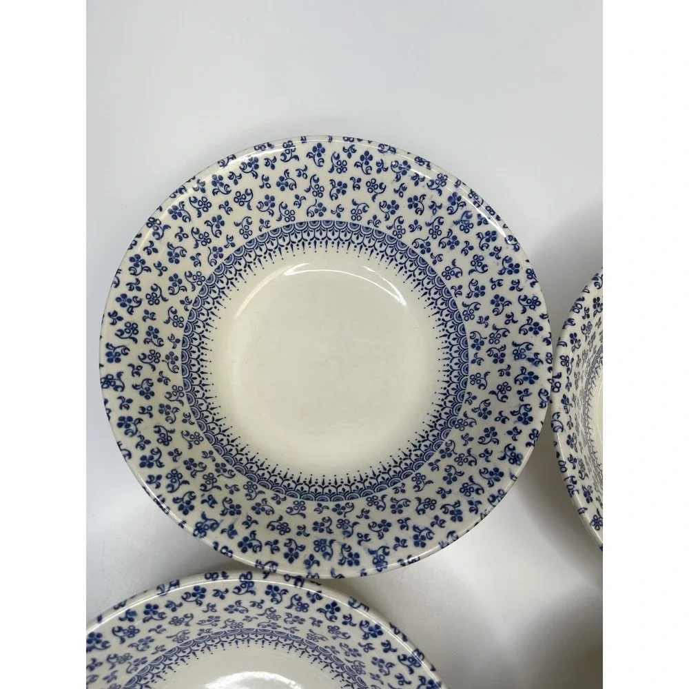 4x English Ironstone Provence Blue Coupe‎ Cereal Bowl Floral Chintz Cottagecore